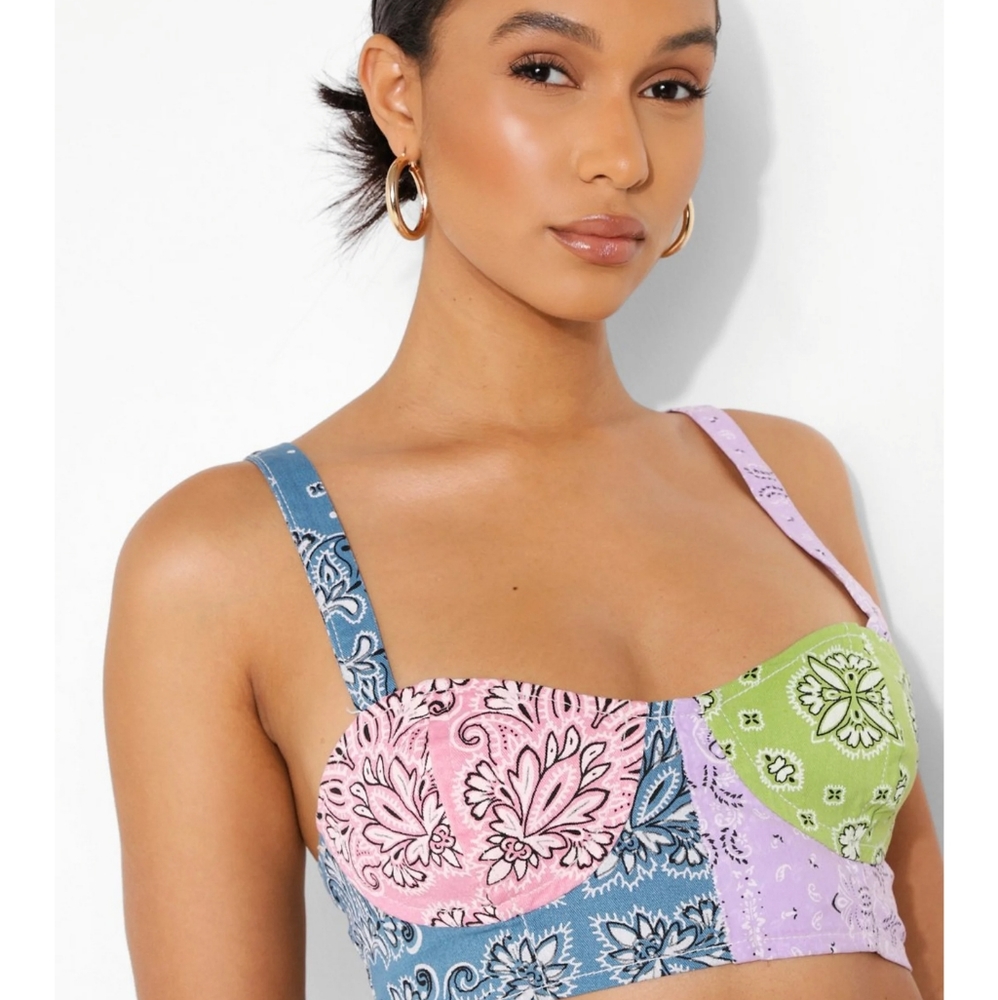 Cropped Denim Bralet